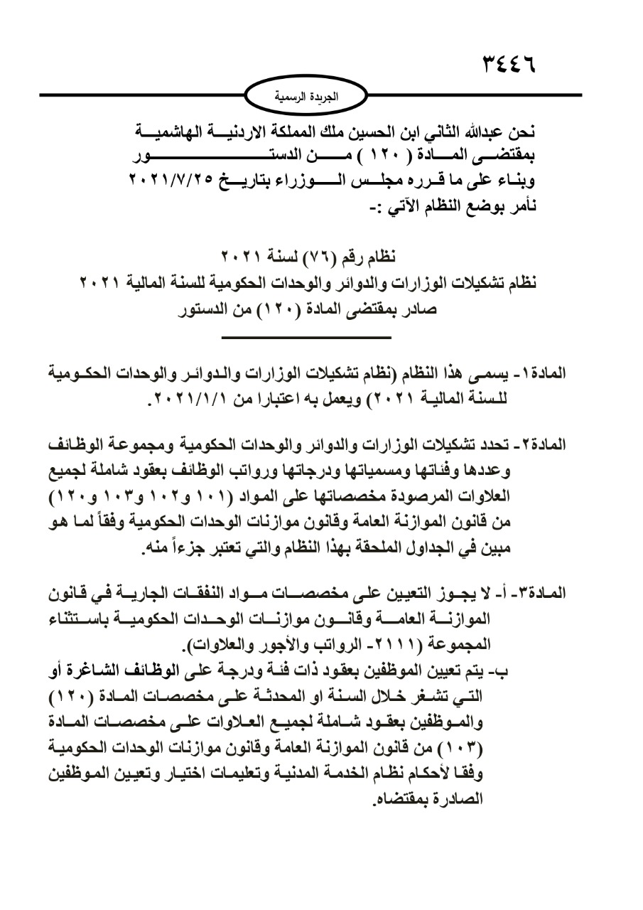 صدور نظام تشكيلات الوزارات والوحدات 2021