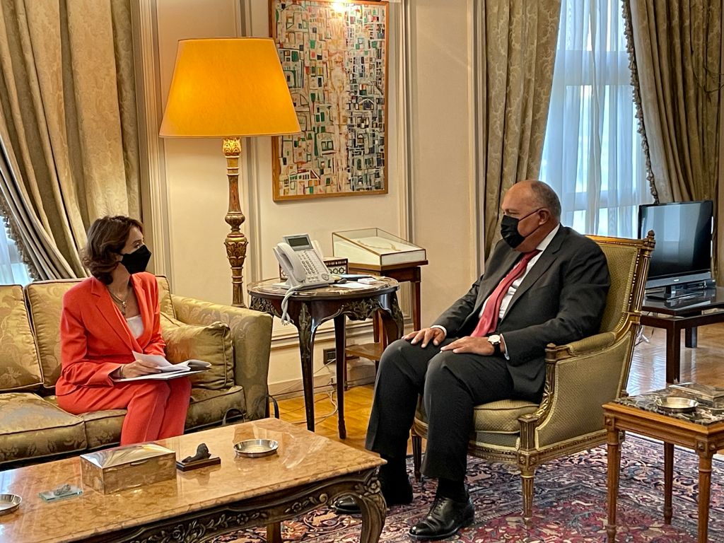 وزير الخارجية المصري يستقبل الأميرة ريم