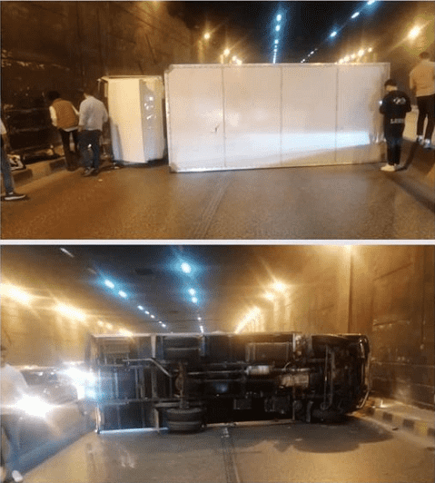 تدهور مركبة داخل نفق عبدون (فيديو)