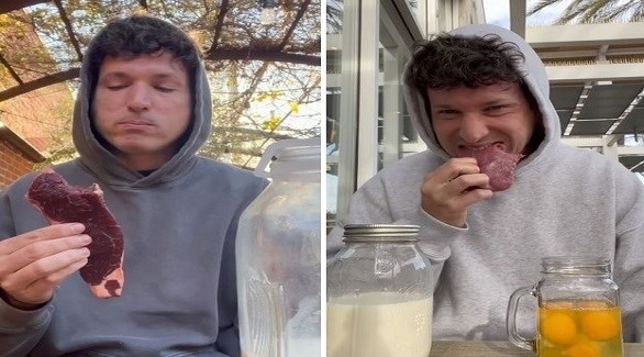 يتناول اللحوم النيئة لمدة 78 يوما