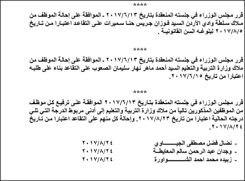 تشكيلات وإحالات وإنهاء خدمات موظفين في