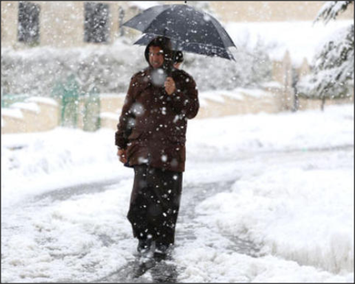 بدء تساقط الثلوج بكثافة في عجلون