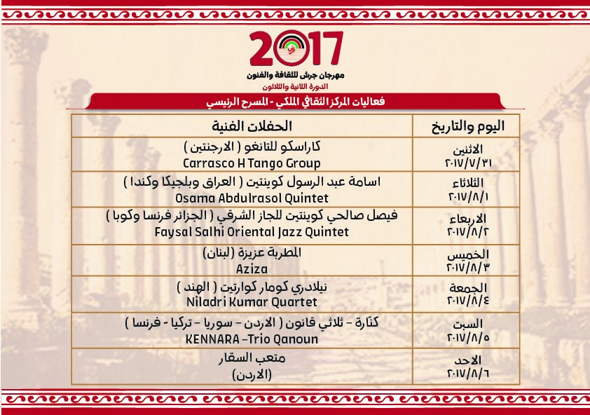 «جرش» يستكمل فعالياته الفنية بـ «أمسيات