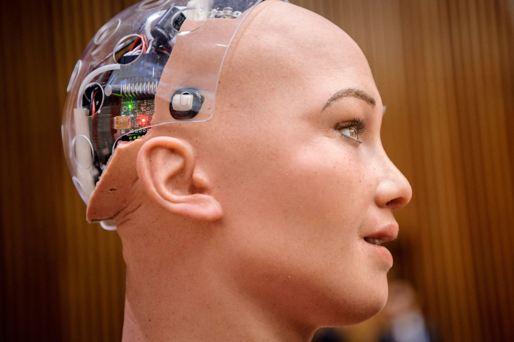 شاهد.. روبوت يشارك في جلسة أممية