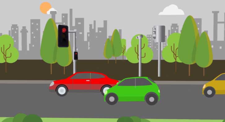 السير تنبه: تجاوز الإشارة الضوئية بجسم