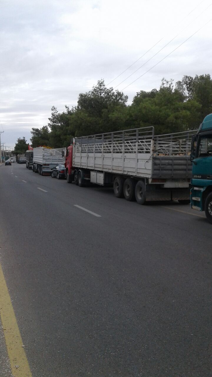 مجددا.. سائقو ’الأبيض‘ يعتصمون بشاحناتهم على