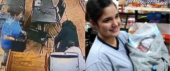 سيدة تضع طفلها في ’سوبر ماركت‘