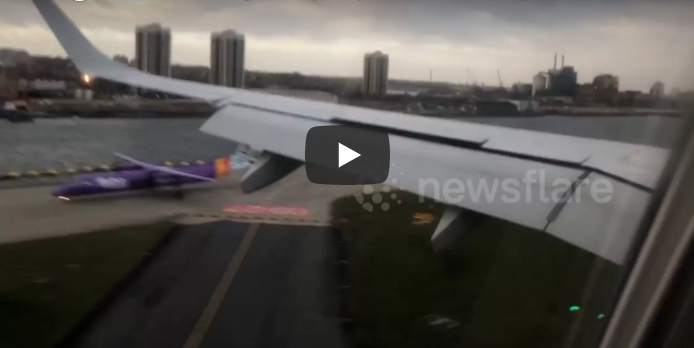 فيديو.. عاصفة تمنع طائرة بريطانية من