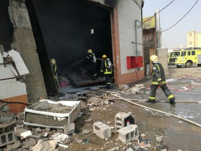 المفرق: حريق بمستودع بلاستيك بمنطقة بلعما