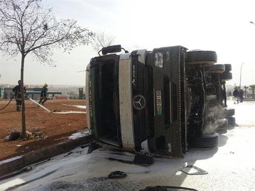 اصابتان احداهما حرجه بتدهور كابسة نفايات