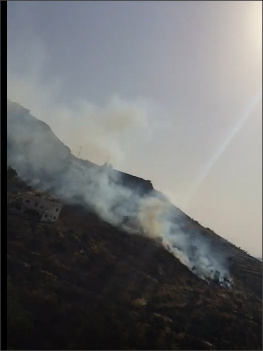 شاهد.. حريق 10 دونمات في جرش