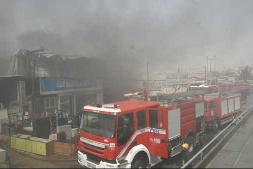 حريق محل أفراح في سحاب