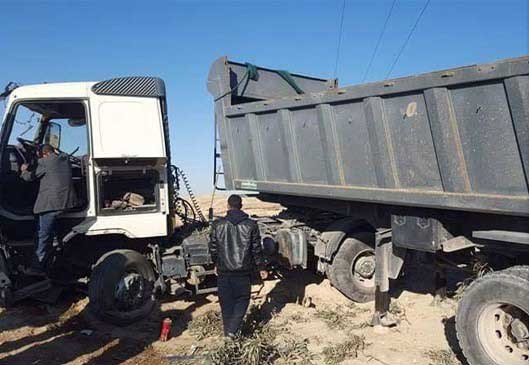 إصابة (7) أشخاص بتصادم تريلا و3 مركبات