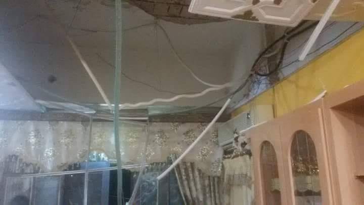 سقوط اجزاء من سقف منزل بالرمثا