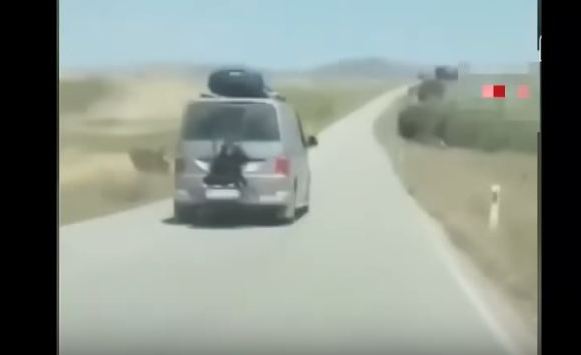 ربط ابنته بمؤخرة السيارة وسار بها