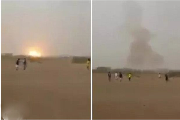 فيديو: قذائف تسقط خلال مباراة كرة