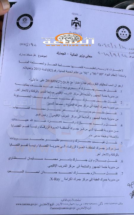 تنقلات لضباط في الجمارك (أسماء)