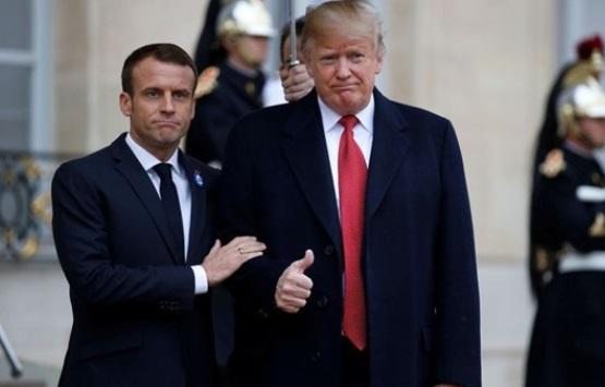 ترامب يحرج ماكرون ويرفض مصافحته (فيديو)