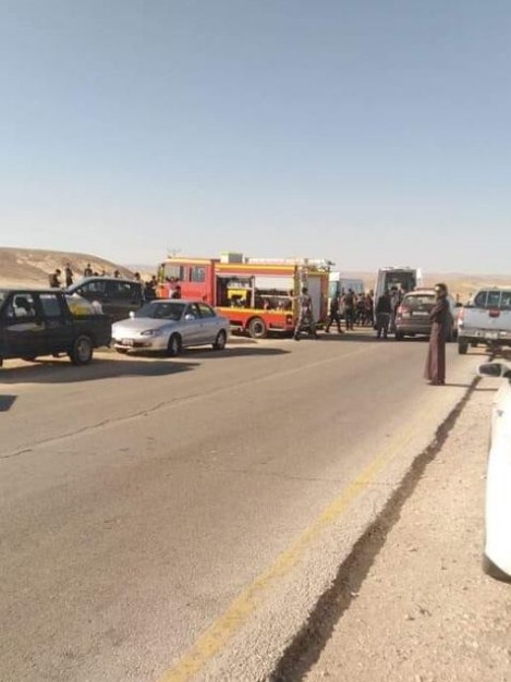 6 إصابات اثر حادث تصادم مركبتين