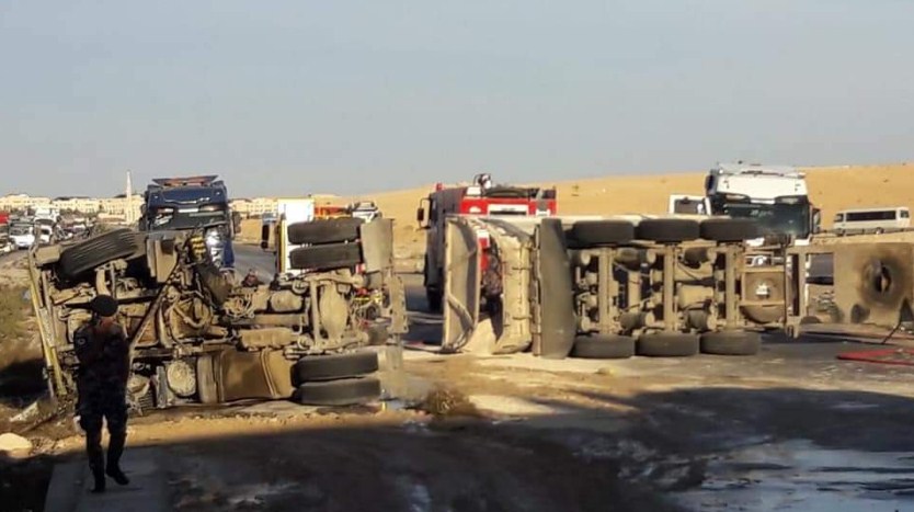 حادث تصادم بين صهريج و مركبتين