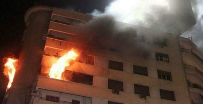 7 اصابات بحريق شقة في الرابية