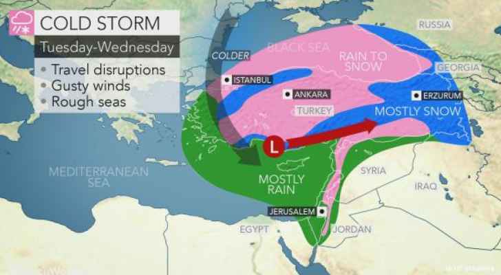 Accuweather: منخفض قطبي يؤثر على بلاد