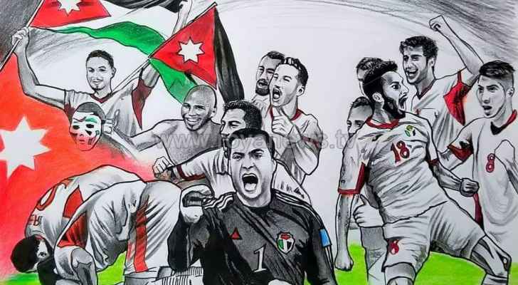 شاب من الطفيلة يرسم جدارية إهداء