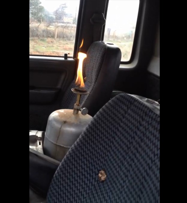الامن يضبط سائق اشعل جرة غاز