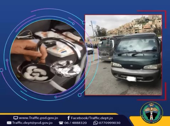 ضبط سائق باص تجاوز الاشارة حمراء