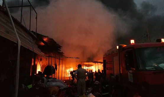 حريق محل ملابس في عمان