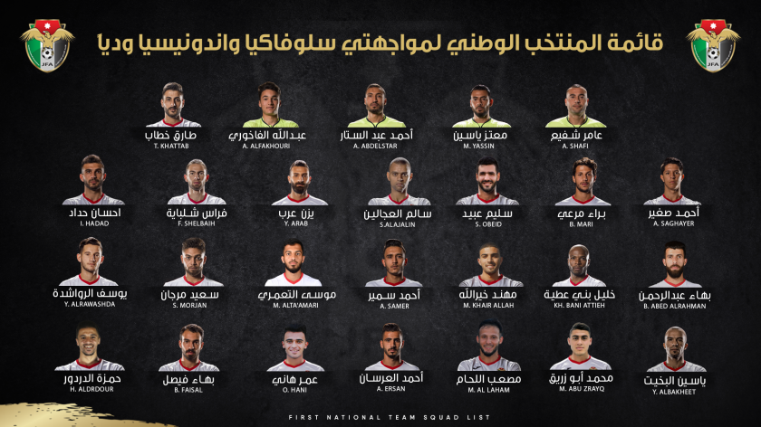 تشكيلة المنتخب الوطني لمواجهتي سلوفاكيا واندونيسيا