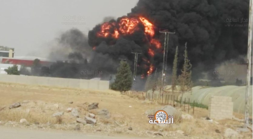 حريق ضخم في مصنع دهان في