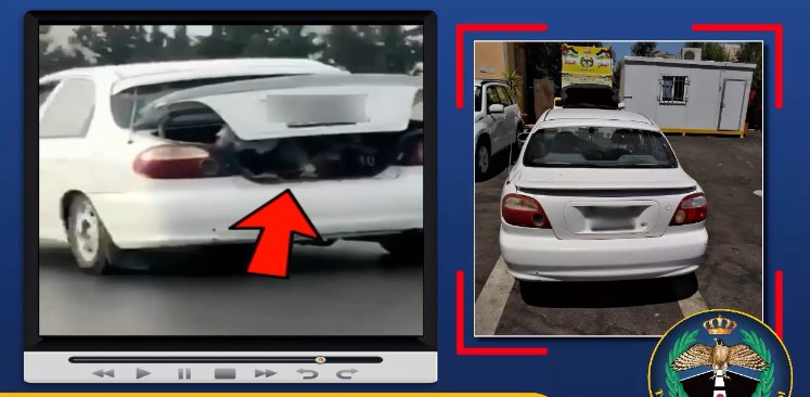 ضبط سائق وضع أطفال داخل صندوق