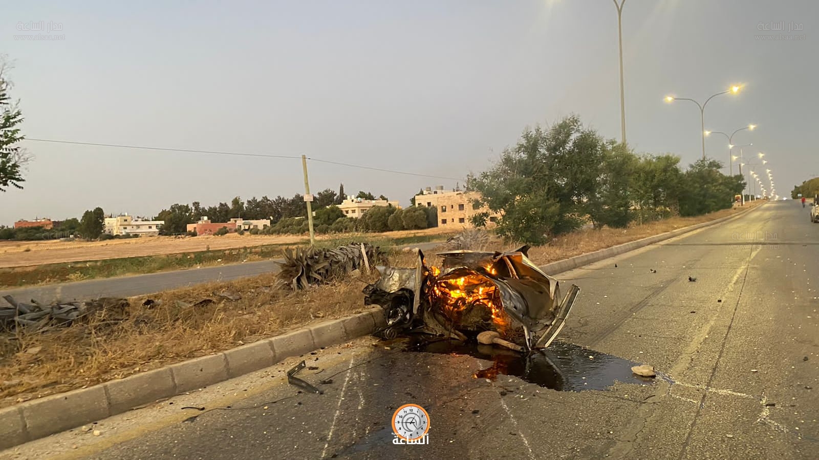 انشطار سيارة بتدهور في أم البساتين