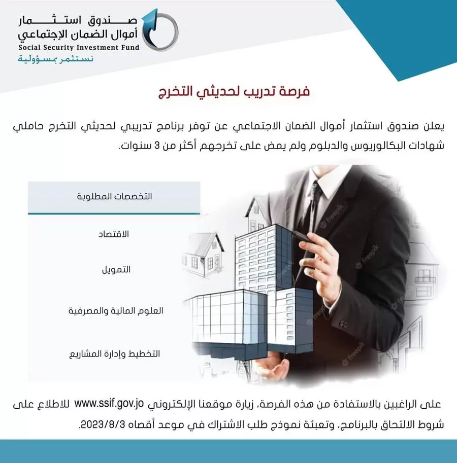 مدار الساعة,أخبار اقتصادية,صندوق استثمار أموال الضمان الاجتماعي,1. #فرص_تدريبية,2. #استثمار_عقاري,3. #توظيف_خريجين