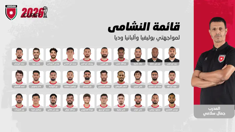 مدار الساعة,أخبار رياضية,قائمة النشامى,كأس العالم,المنتخب الوطني,منتخب النشامى,يزن العرب,موسى التعمري,علي علوان,يزن النعيمات