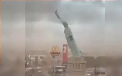 في البرازيل: الرياح تقتلع تمثال الحرية