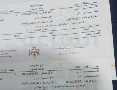 أردني يطلق اسمي حسين ورجوة على