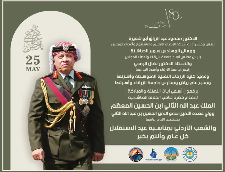 مدار الساعة,أسرار أردنية,مناسبات أردنية,الملك عبد الله الثاني,الأمير الحسين بن عبد الله الثاني,جامعة الزرقاء,عيد الاستقلال