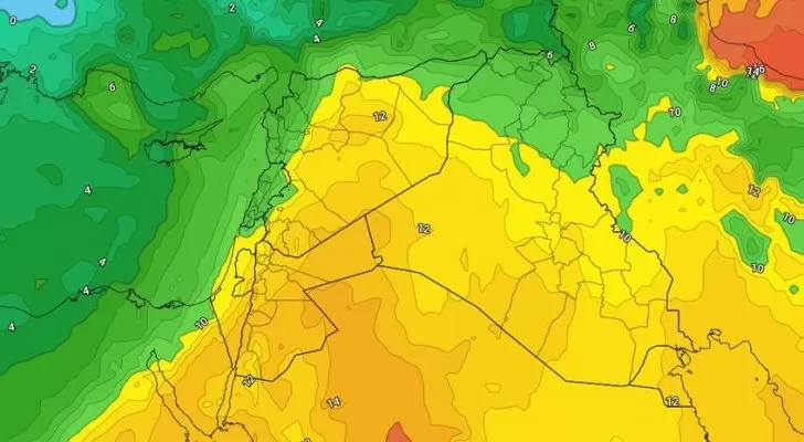 مدار الساعة, الطقس في الأردن اليوم,درجات الحرارة,الحالة الجوية