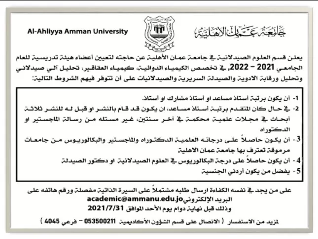 عمان,جامعة عمان الأهلية,