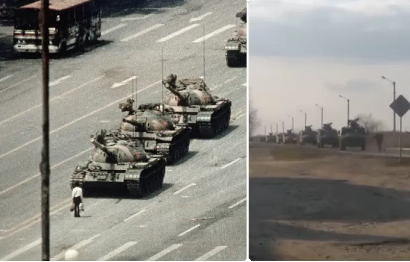 فيديو لأوكراني يتحدى الدبابات الروسية.. حاول